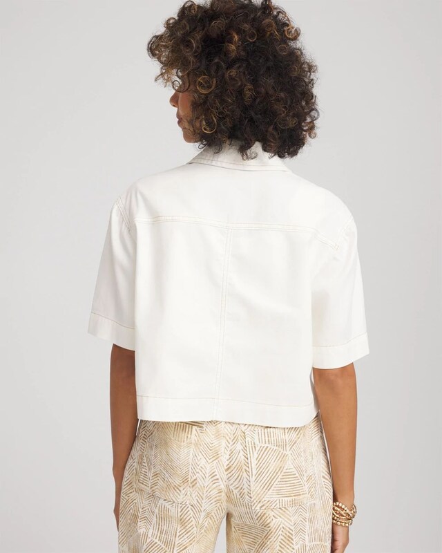 Soft-Stretch Short Cotton Shacket - image 3